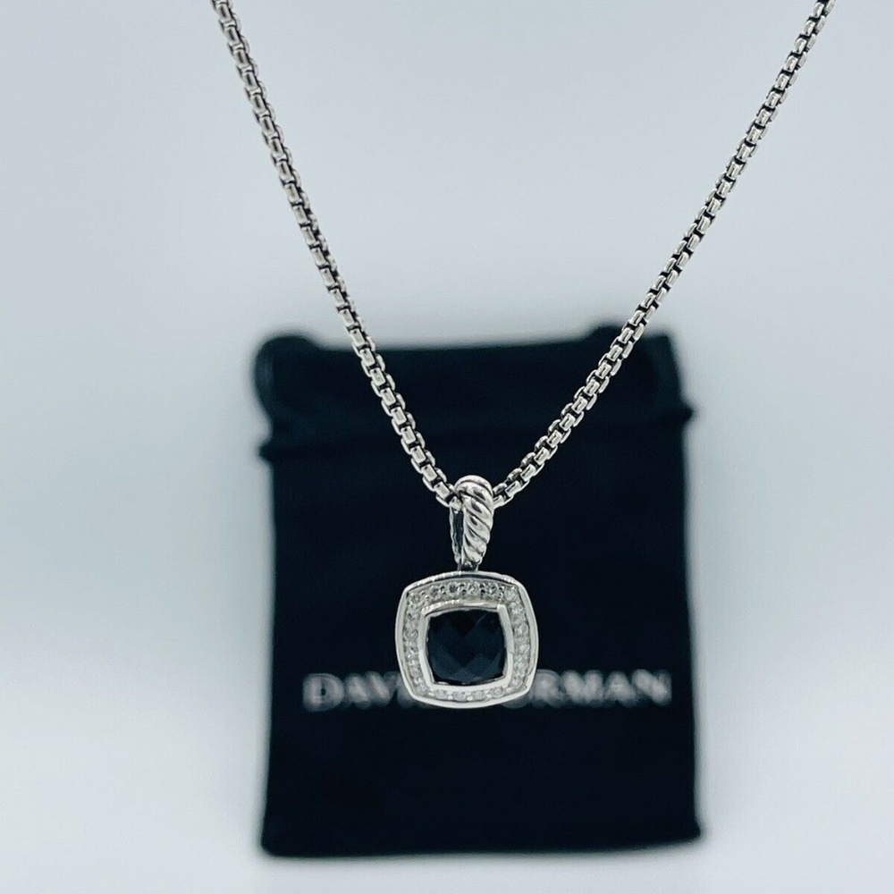 David Yurman Petite Albion Pendant Necklace with Black Onyx and Diamond